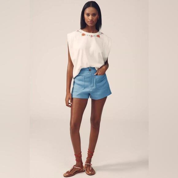 Farm Rio Off-White Cross Stitch Flowers Organic Cotton T-Shirt L - Picture 9 of 9